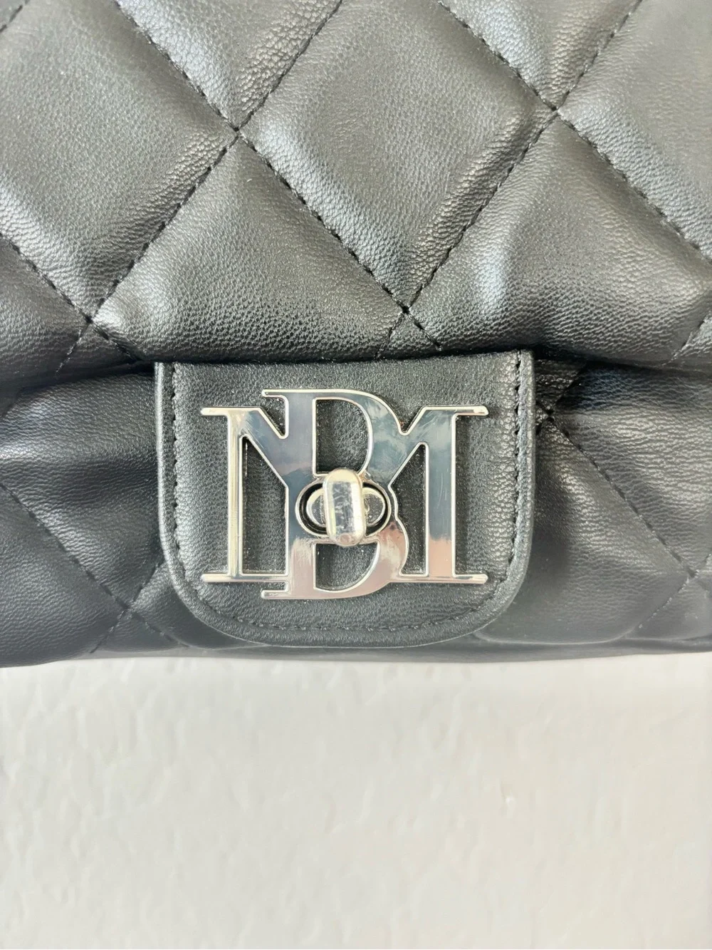 Badgley Mischka Black Quilted Pearl-Handle Crossbody